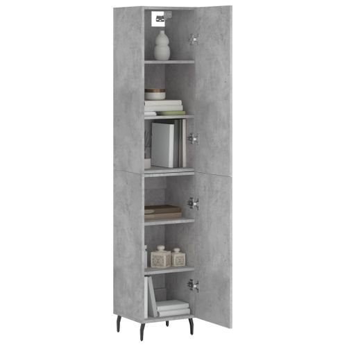 Buffet haut Gris béton 34,5x34x180 cm Bois d'ingénierie - Photo n°3; ?>