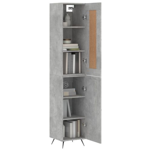 Buffet haut Gris béton 34,5x34x180 cm Bois d'ingénierie - Photo n°3; ?>