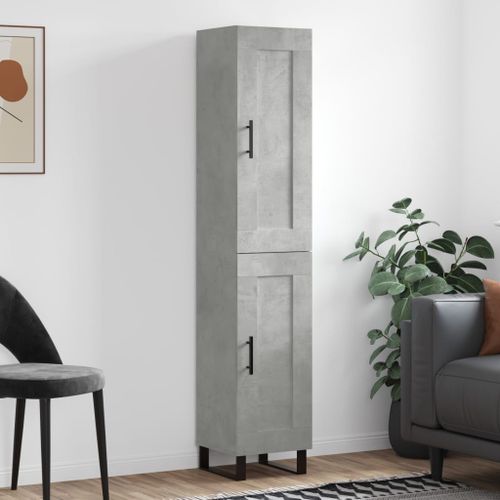 Buffet haut Gris béton 34,5x34x180 cm Bois d'ingénierie - Photo n°2; ?>