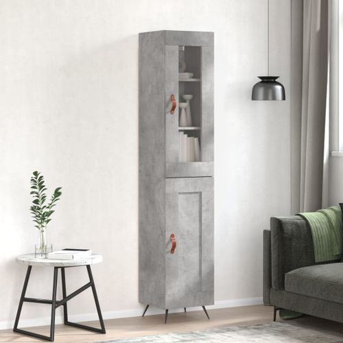 Buffet haut Gris béton 34,5x34x180 cm Bois d'ingénierie - Photo n°2; ?>