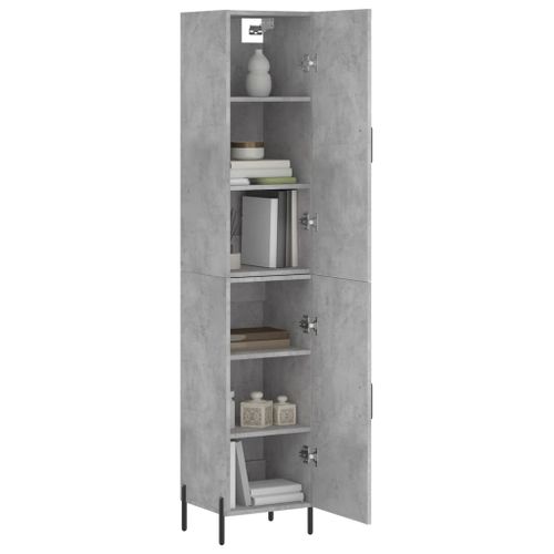 Buffet haut Gris béton 34,5x34x180 cm Bois d'ingénierie - Photo n°3; ?>