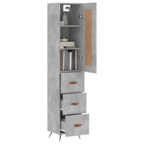 Buffet haut Gris béton 34,5x34x180 cm Bois d'ingénierie - Photo n°3; ?>