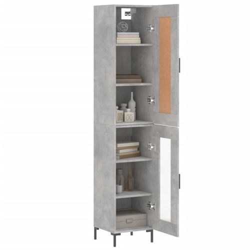 Buffet haut Gris béton 34,5x34x180 cm Bois d'ingénierie - Photo n°3; ?>