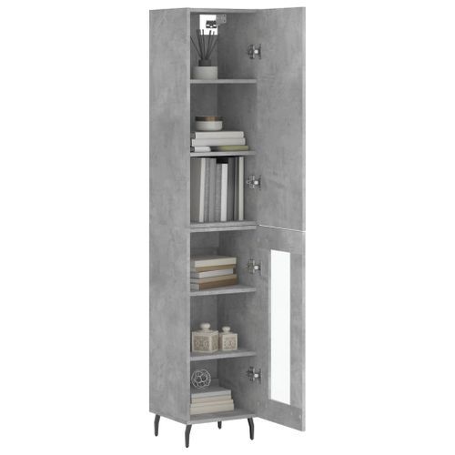 Buffet haut Gris béton 34,5x34x180 cm Bois d'ingénierie - Photo n°3; ?>