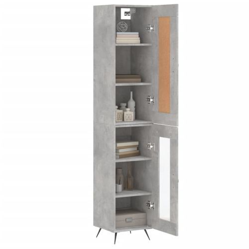 Buffet haut Gris béton 34,5x34x180 cm Bois d'ingénierie - Photo n°3; ?>