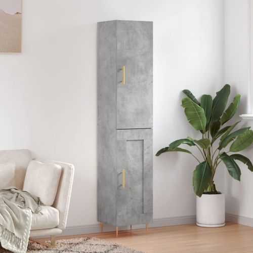 Buffet haut Gris béton 34,5x34x180 cm Bois d'ingénierie - Photo n°2; ?>