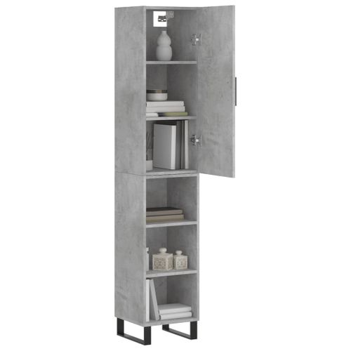 Buffet haut Gris béton 34,5x34x180 cm Bois d'ingénierie - Photo n°3; ?>