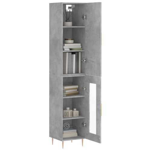 Buffet haut Gris béton 34,5x34x180 cm Bois d'ingénierie - Photo n°3; ?>