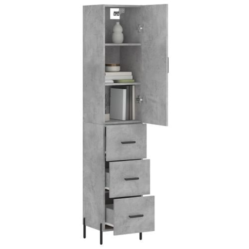 Buffet haut Gris béton 34,5x34x180 cm Bois d'ingénierie - Photo n°3; ?>