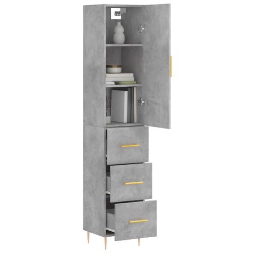 Buffet haut Gris béton 34,5x34x180 cm Bois d'ingénierie - Photo n°3; ?>