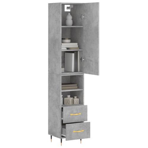 Buffet haut Gris béton 34,5x34x180 cm Bois d'ingénierie - Photo n°3; ?>