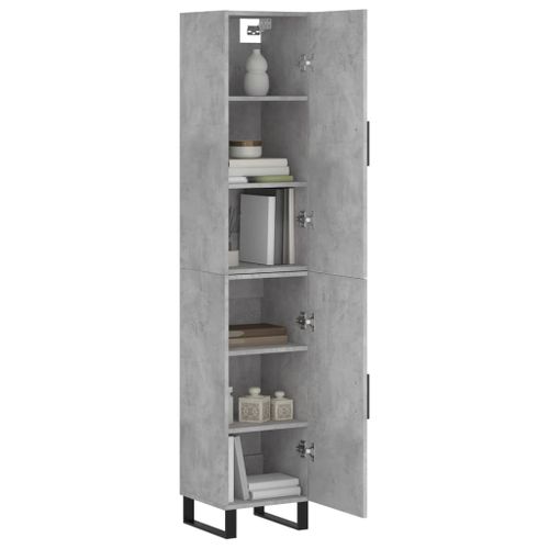 Buffet haut Gris béton 34,5x34x180 cm Bois d'ingénierie - Photo n°3; ?>