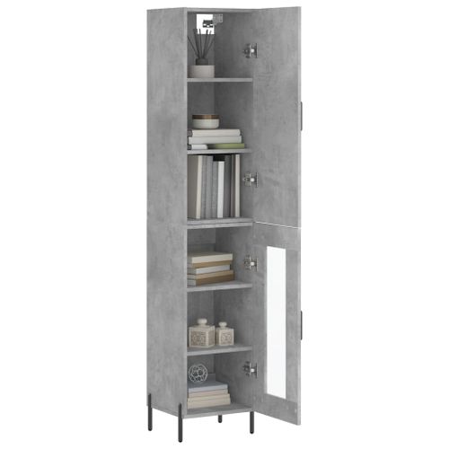 Buffet haut Gris béton 34,5x34x180 cm Bois d'ingénierie - Photo n°3; ?>