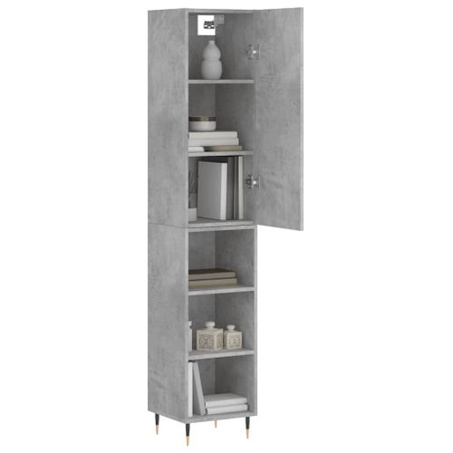 Buffet haut Gris béton 34,5x34x180 cm Bois d'ingénierie - Photo n°3; ?>