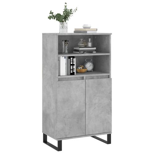 Buffet haut Gris béton 60x36x110 cm Bois d'ingénierie - Photo n°3; ?>