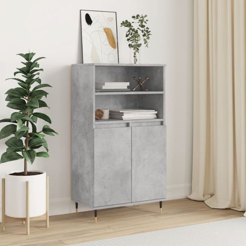 Buffet haut Gris béton 60x36x110 cm Bois d'ingénierie - Photo n°2; ?>