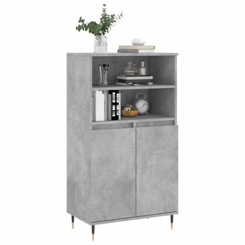 Buffet haut Gris béton 60x36x110 cm Bois d'ingénierie - Photo n°3; ?>