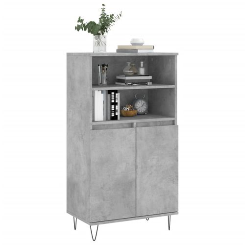 Buffet haut Gris béton 60x36x110 cm Bois d'ingénierie - Photo n°3; ?>