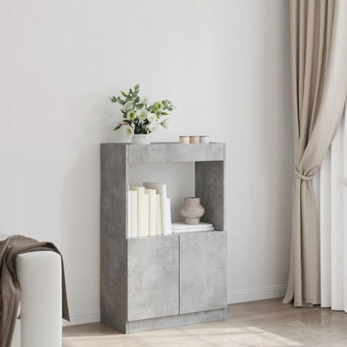 Buffet haut gris béton 63x33x100 cm bois d'ingénierie - Photo n°3; ?>