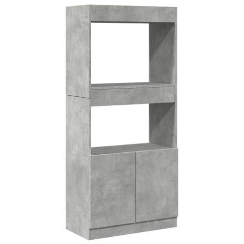 Buffet haut gris béton 63x33x140 cm bois d'ingénierie - Photo n°2; ?>