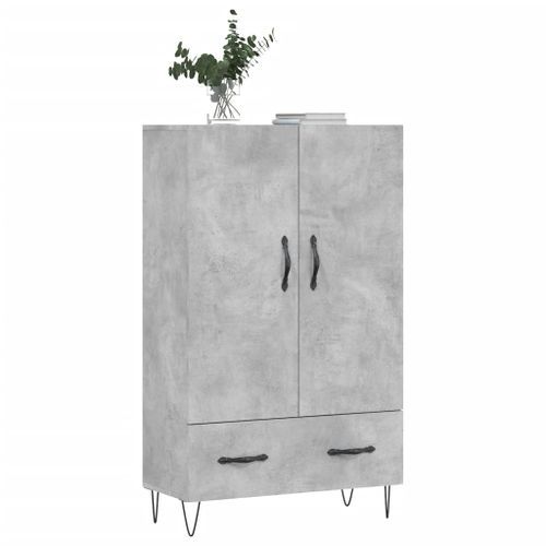 Buffet haut gris béton 69,5x31x115 cm bois d'ingénierie - Photo n°3; ?>