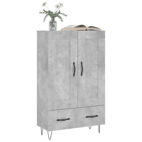 Buffet haut gris béton 69,5x31x115 cm bois d'ingénierie - Photo n°3; ?>