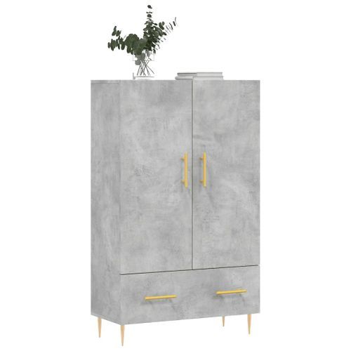 Buffet haut gris béton 69,5x31x115 cm bois d'ingénierie - Photo n°3; ?>