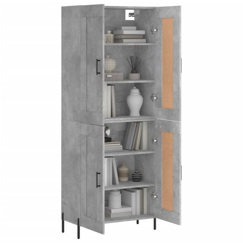 Buffet haut Gris béton 69,5x34x180 cm Bois d'ingénierie - Photo n°3; ?>