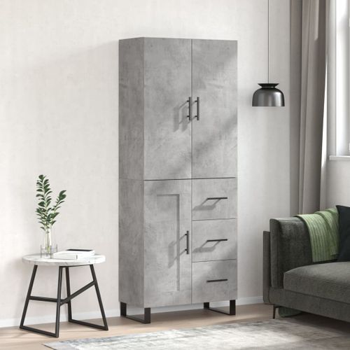 Buffet haut Gris béton 69,5x34x180 cm Bois d'ingénierie - Photo n°2; ?>