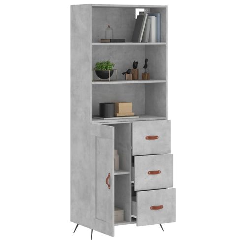 Buffet haut Gris béton 69,5x34x180 cm Bois d'ingénierie - Photo n°3; ?>