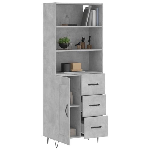 Buffet haut Gris béton 69,5x34x180 cm Bois d'ingénierie - Photo n°3; ?>