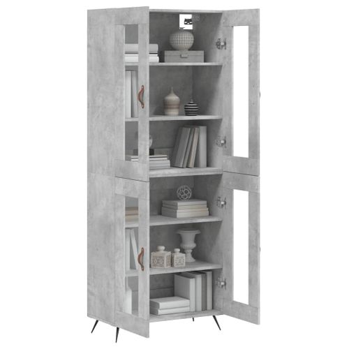 Buffet haut Gris béton 69,5x34x180 cm Bois d'ingénierie - Photo n°3; ?>