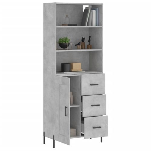 Buffet haut Gris béton 69,5x34x180 cm Bois d'ingénierie - Photo n°3; ?>