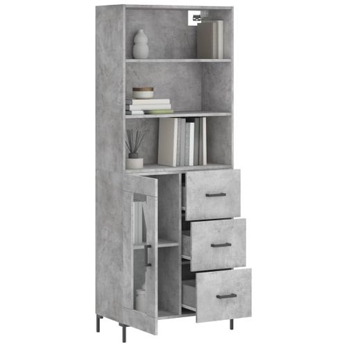 Buffet haut Gris béton 69,5x34x180 cm Bois d'ingénierie - Photo n°3; ?>