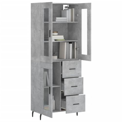 Buffet haut Gris béton 69,5x34x180 cm Bois d'ingénierie - Photo n°3; ?>