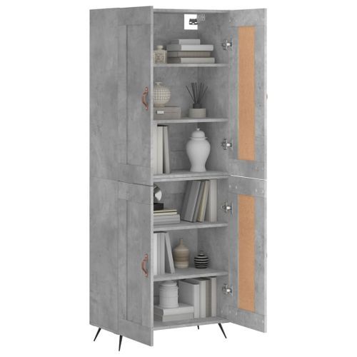 Buffet haut Gris béton 69,5x34x180 cm Bois d'ingénierie - Photo n°3; ?>