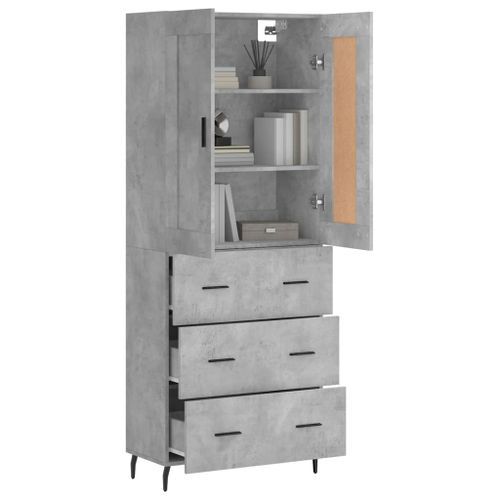 Buffet haut Gris béton 69,5x34x180 cm Bois d'ingénierie - Photo n°3; ?>