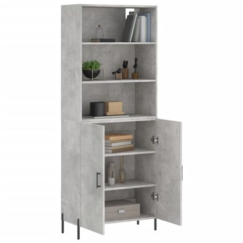 Buffet haut Gris béton 69,5x34x180 cm Bois d'ingénierie - Photo n°3; ?>