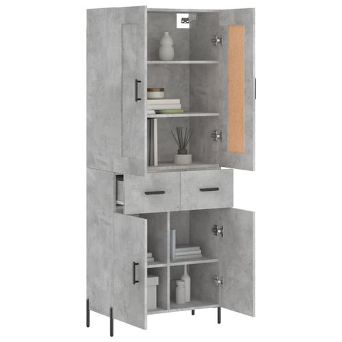 Buffet haut Gris béton 69,5x34x180 cm Bois d'ingénierie - Photo n°3; ?>