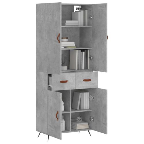 Buffet haut Gris béton 69,5x34x180 cm Bois d'ingénierie - Photo n°3; ?>