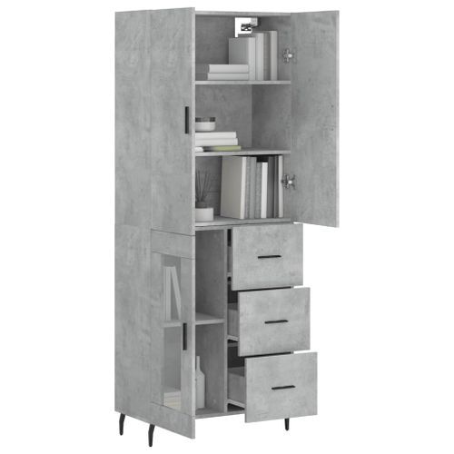 Buffet haut Gris béton 69,5x34x180 cm Bois d'ingénierie - Photo n°3; ?>