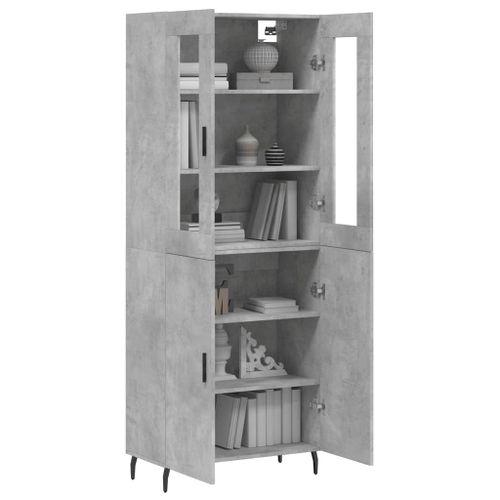 Buffet haut Gris béton 69,5x34x180 cm Bois d'ingénierie - Photo n°3; ?>