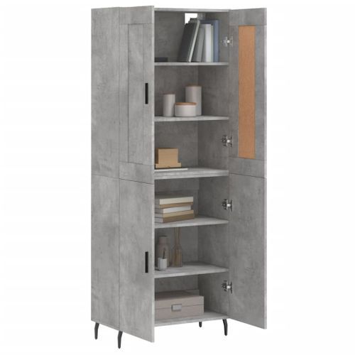 Buffet haut Gris béton 69,5x34x180 cm Bois d'ingénierie - Photo n°3; ?>