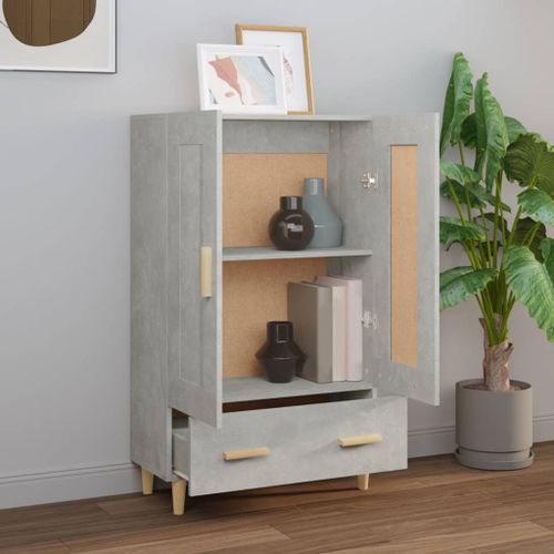 Buffet haut Gris béton 70x31x115 cm Bois d'ingénierie - Photo n°3; ?>