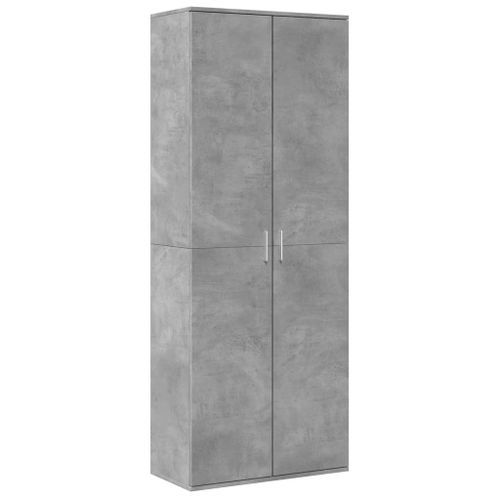 Buffet haut gris béton 70x35x180 cm bois d'ingénierie - Photo n°2; ?>