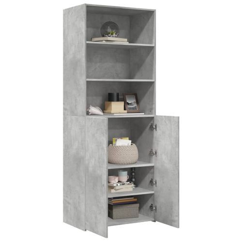 Buffet haut gris béton 70x42,5x185 cm bois d'ingénierie - Photo n°3; ?>