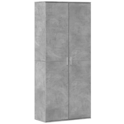 Buffet haut gris béton 80x35x180 cm bois d'ingénierie - Photo n°2; ?>