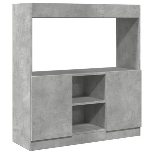 Buffet haut gris béton 92x33x100 cm bois d'ingénierie - Photo n°2; ?>