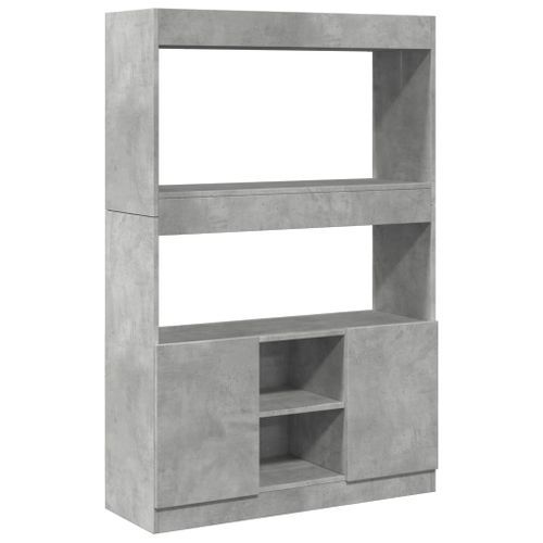 Buffet haut gris béton 92x33x140 cm bois d'ingénierie - Photo n°2; ?>