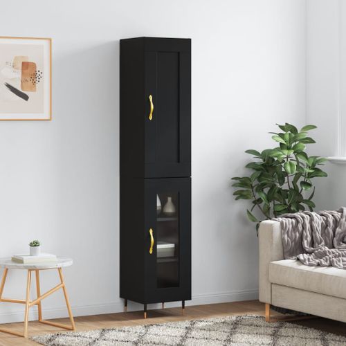 Buffet haut Noir 34,5x34x180 cm Bois d'ingénierie - Photo n°2; ?>